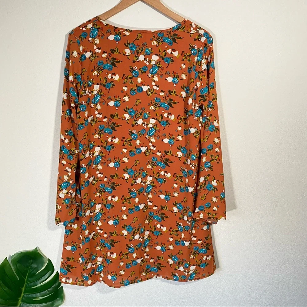 Pinkblush Rust Floral Printed V-Neck Chiffon Maternity Dress NWT Size Medium - Picture 8 of 11
